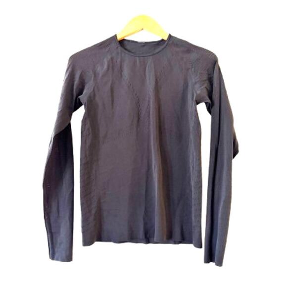 Lululemon Light Speed Long Sleeve Top XS Black Crew Neck Perforated Lightweight - Picture 1 of 6